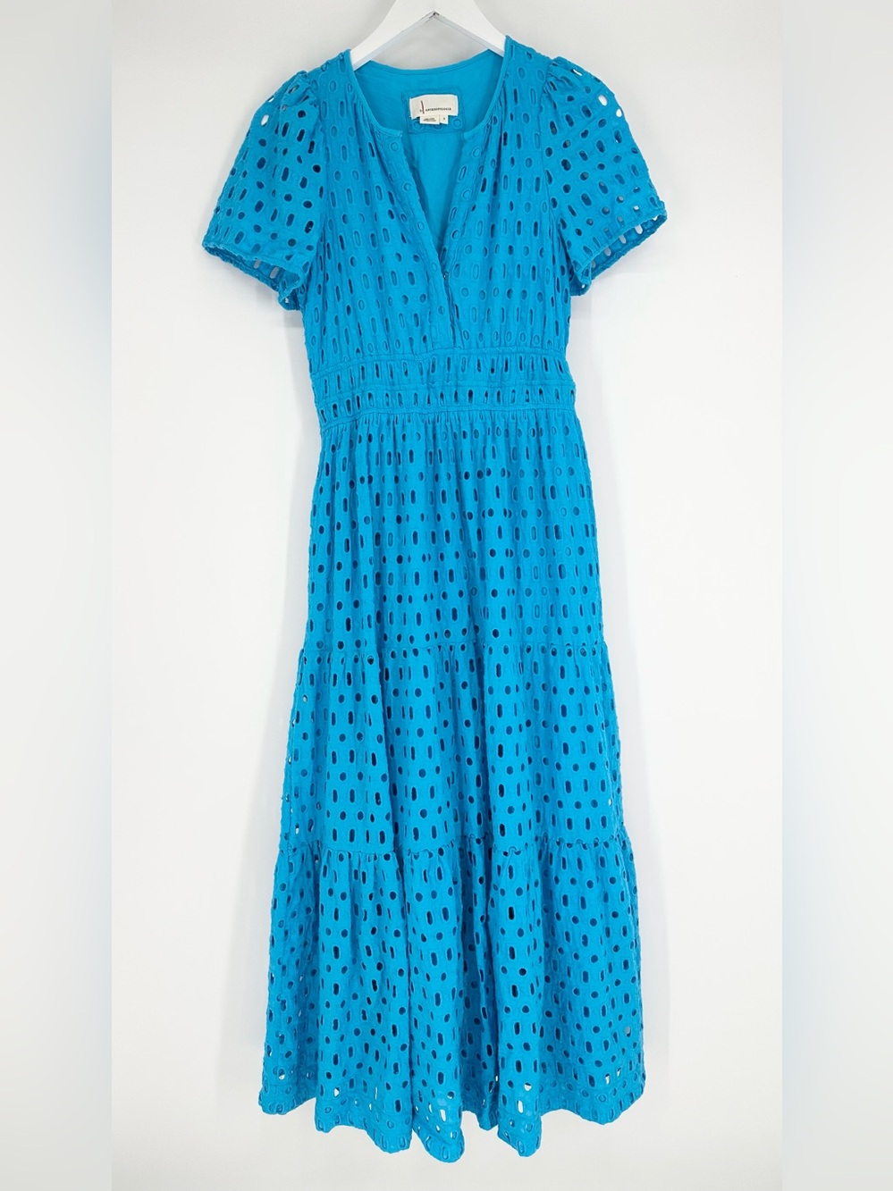 Anthropologie Somerset Maxi Dress Eyelet Edition Teal Blue